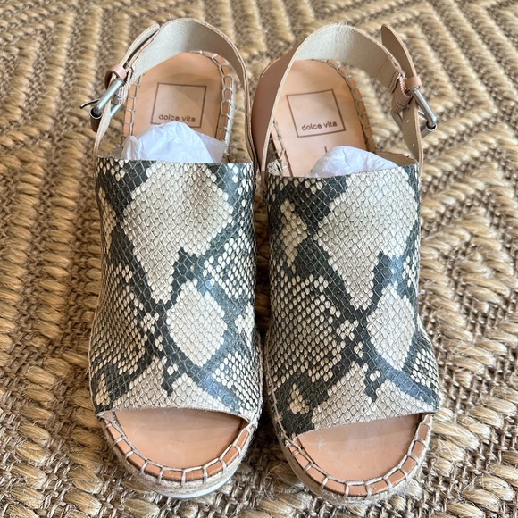 New Dolce Vita Snakeskin Wedges Platform Sandals Leather Espadrille Nordstrom - Picture 3 of 6